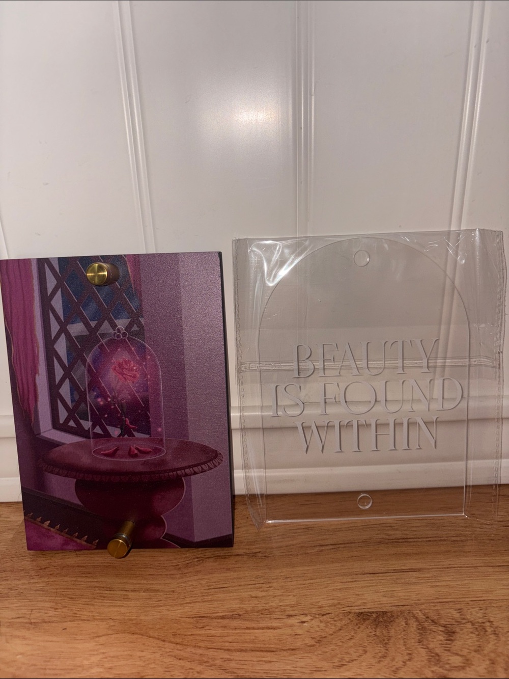 Beauty and the Beast Decorative Acrylic Plaque- 'Beauty Is Found Within' - Clear